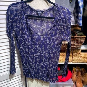 Lucky Brand Long Sleeve Sheer Top